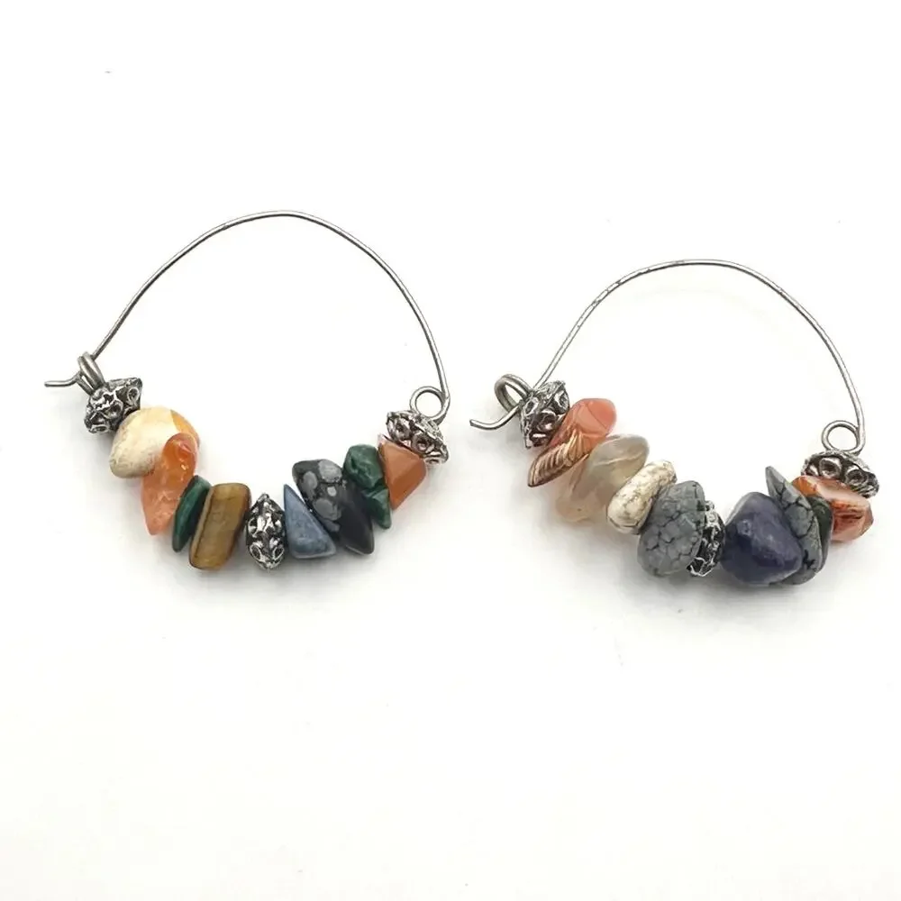 Boho Casual Hoop Earrings Bohemian Jewelry Nugget Stones